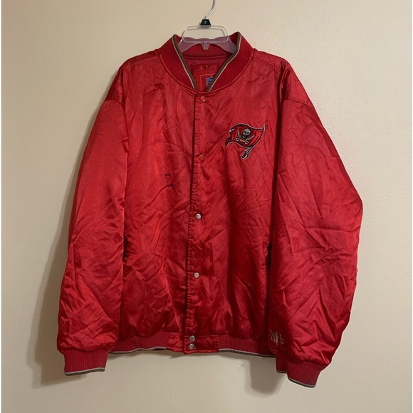 NFL Other - Vintage 90s NFL Tampa Bay Buccaneers Satin Bomber Jacket XL 31in Pit To Pit